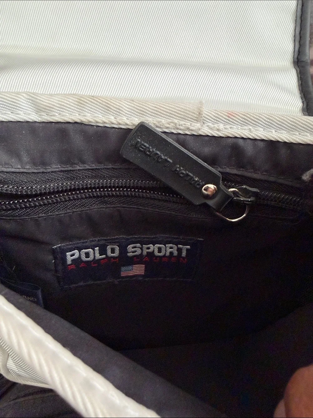 Vintage 90’s Polo by Ralph Lauren White and Black Polo Sport Crossbody Bag